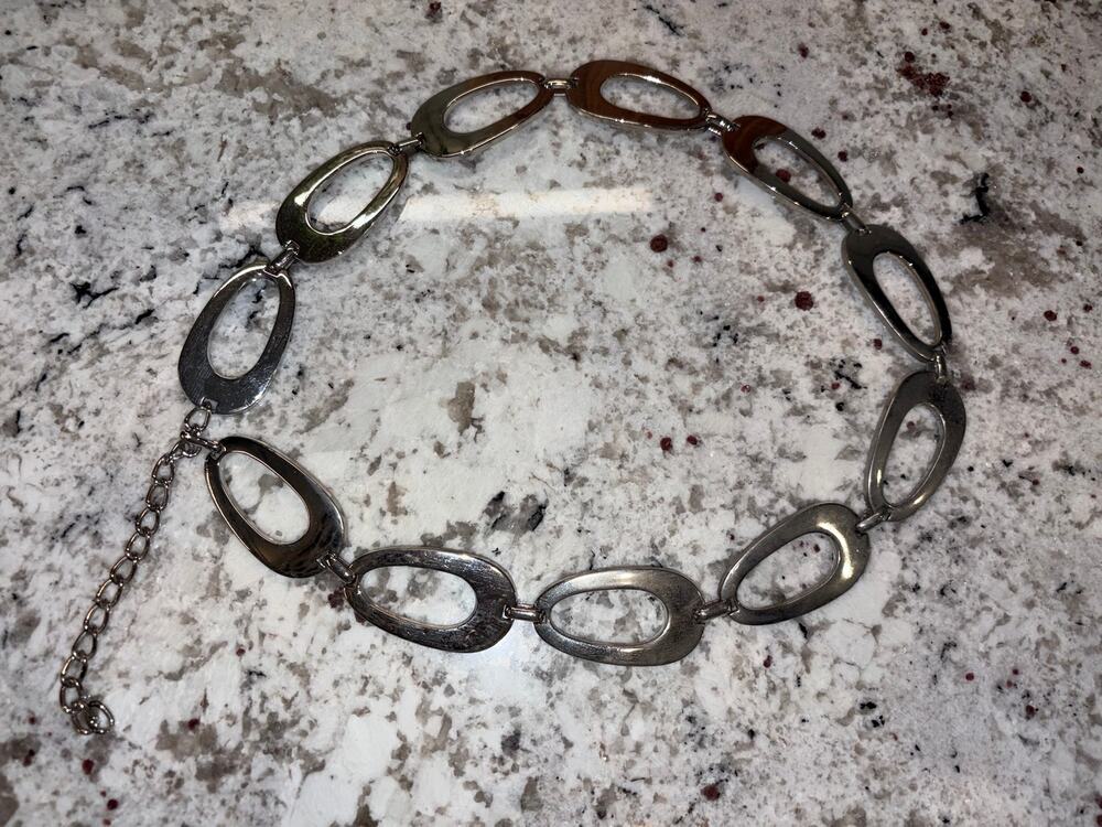 Silver Boho Oval Link Chain Belt Western Festival Adjustable